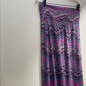 Azules Pink and Blue Maxi Pencil Skirt Resort Wear